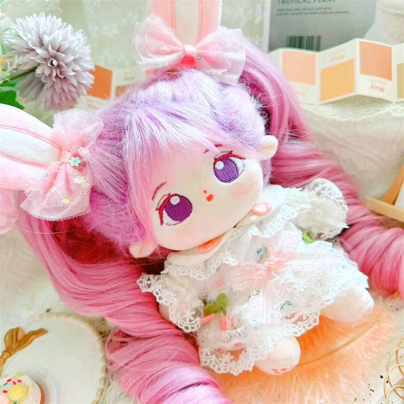 Kawaii Cotton Doll 20cm with Skeleton and No Attribute Girl Toys with Bunny Ears Ponytail Fashion Idol Dress Doll for Kids Fans - 2