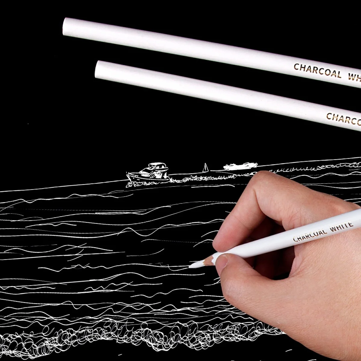 3/6 Pcs White Charcoal Pencils Soft Drawing Set White Sketch Pencil for Drawing Sketching Chalk Pencils Beginners & Artists 3