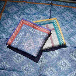 Blue Plaid Hankie Cotton Wedding Handkerchief Bridal Shower Gift Women Men Bandana