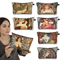 Alphonse Mucha Print Cosmetic Case Oil Painting Makeup Bag Women Outdoor Multifunction Travel Cosmetic Bag Toiletry Bags Gift 1
