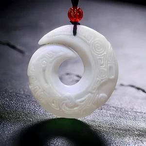 White Natural Real Jade Amulet Pendant Necklace Accessories Chinese Charm Carved Jewelry Gift Designer Gifts for Women Men