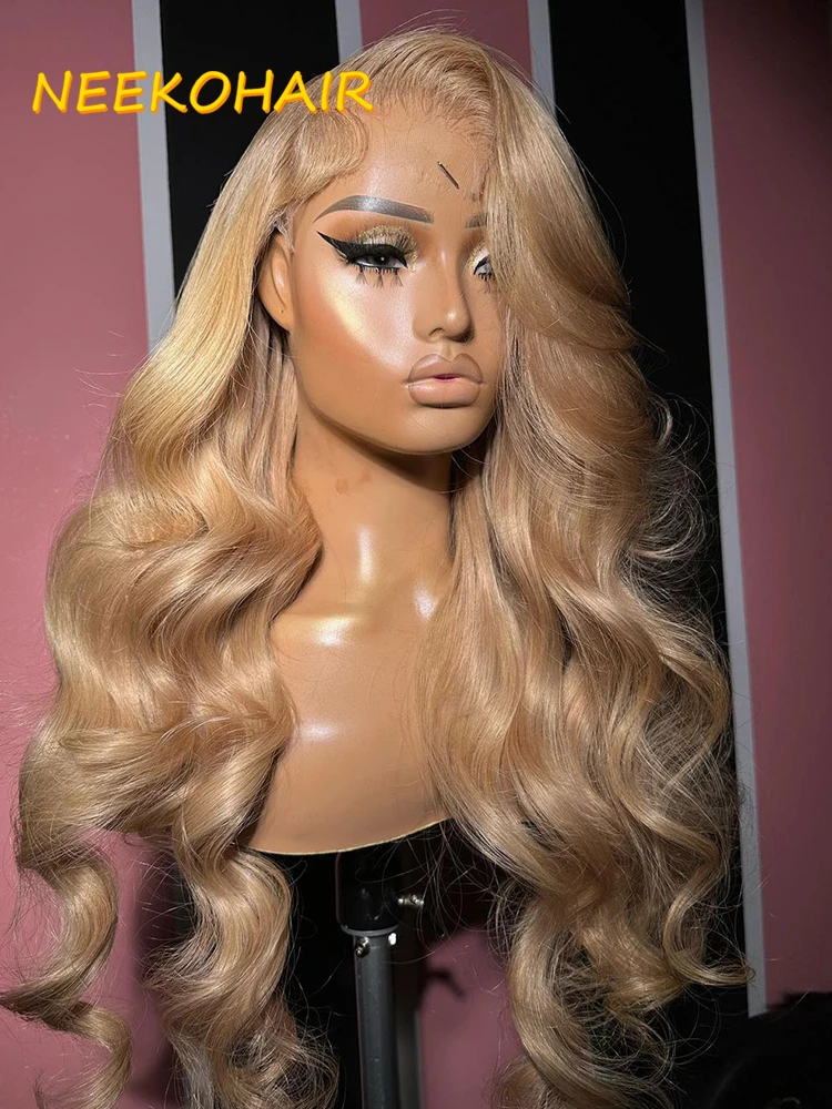 

13x6 HD Honey Blonde Lace Front Wig Body Wave #27 Colored 13x4 Transparent Lace Frontal Wigs Human Hair Wigs For Women