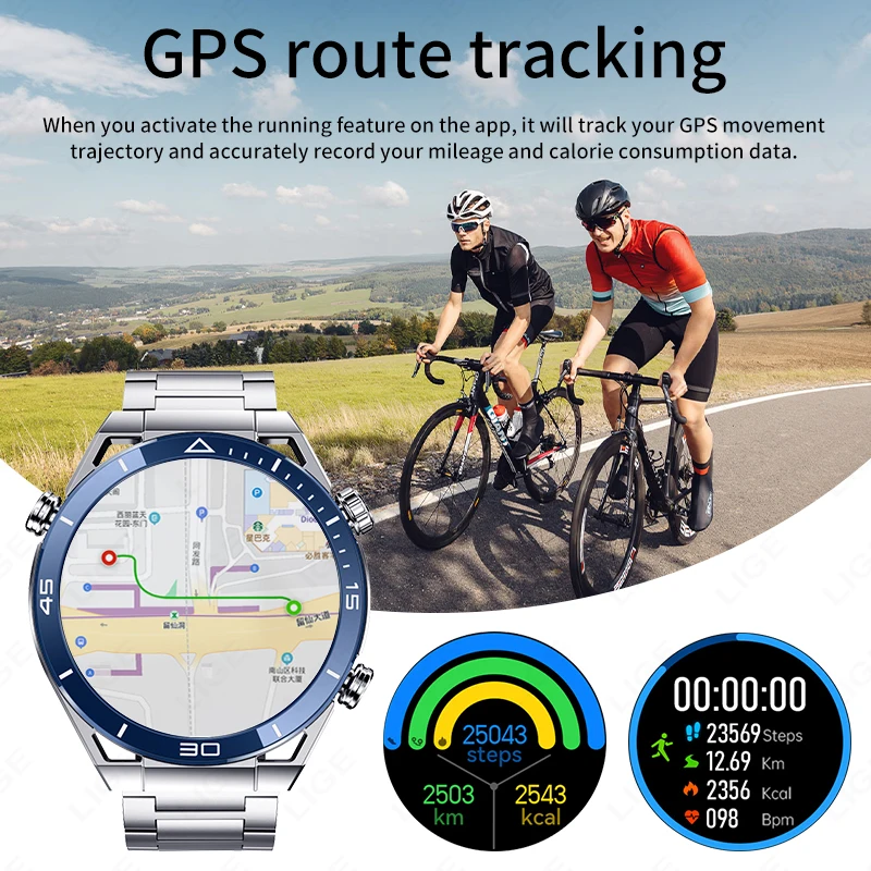 LIGE Brand GPS Smartwatch NFC ECG+PPG Bluetooth Call Waterproof Tracker Motion Bracelet Fitness Smart Watch Men Sport Watches 4
