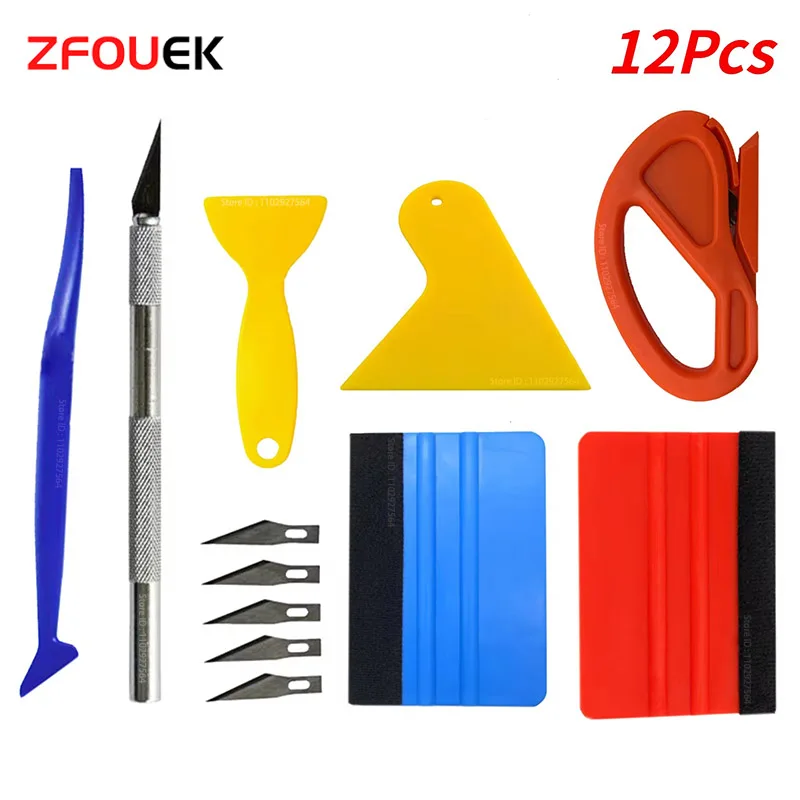 자동차 창 필름에 대 한 12Pcs 작은 스크레이퍼 자동차 비닐 포장 도구 키트 유리 청소 휴대 전화 필름 자동차 액세서리에 사용할 수 있습니다