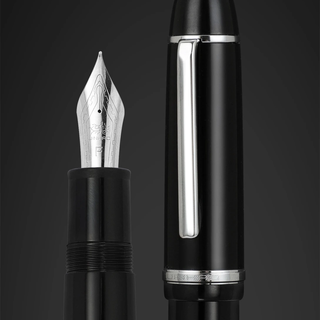 Jinhao X159 Fountain Pen Black Acrylic Barrel Silver Clip Iraurita Fine Nib for Daily Writing Office Signature School F7107 fountain pen