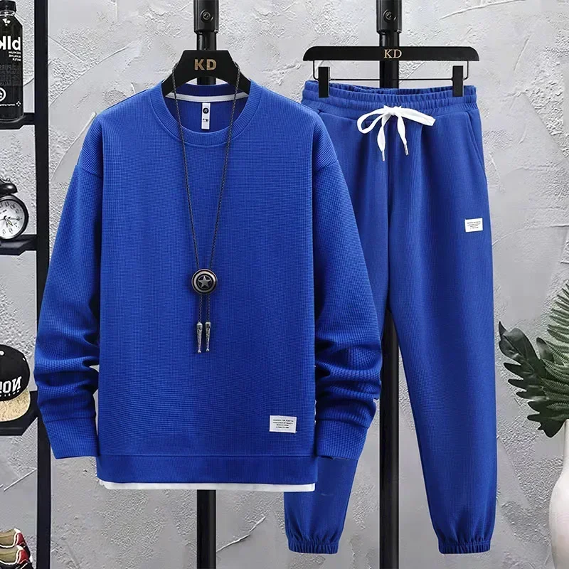 Men's Tracksuit 2 Piece Waffle Hoodie Sweatsuits Sets Athletic Jogging Suits Spring Autumn Casual Sports Suit Fashion Tracksuit 6