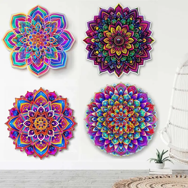 Wall Stickers Neon Mandala Creative Bathroom Living Room Background Decor