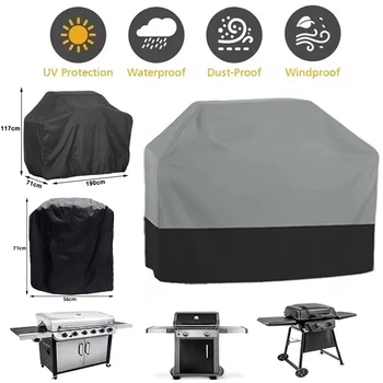 210T Oxford cloth outdoor barbecue cover, waterproof oven cover, garden protective cover, UV resistant heavy-duty carbon grill c