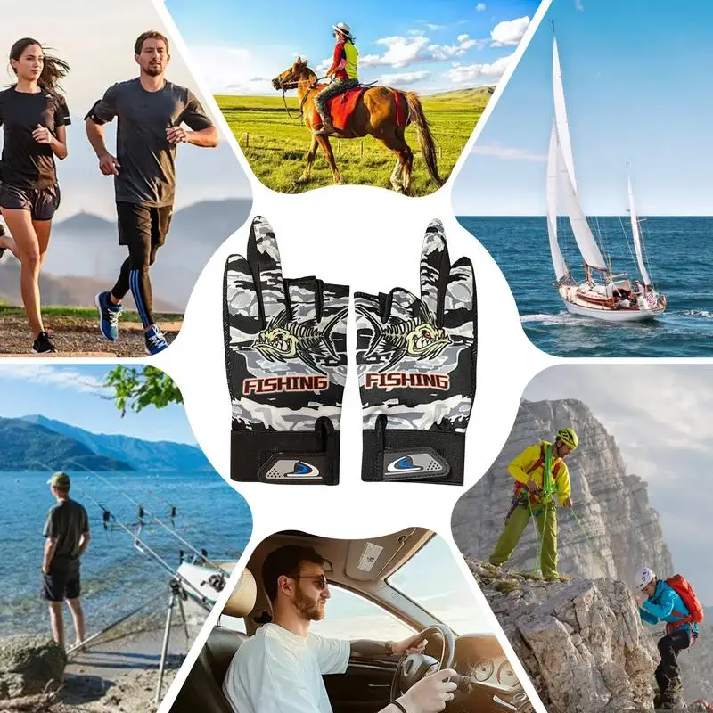 Fishing Gloves For Men And Women UPF50 Sun Gloves For Men & Women Three Finger UPF 50 Sun Sunscreen Fishing