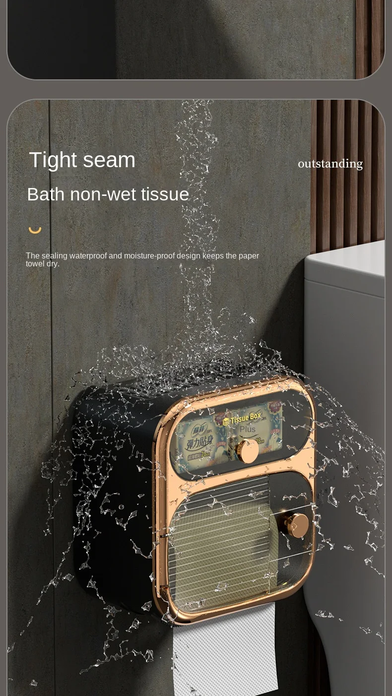 Se6211fa458e34aef9c554abf6fcf9076E Toilet Tissue Box, Wall Mounted Waterproof Toilet Paper Box Punching Free Suction Paper Box Toilet Paper Roll Paper Storage Rack Mallzona