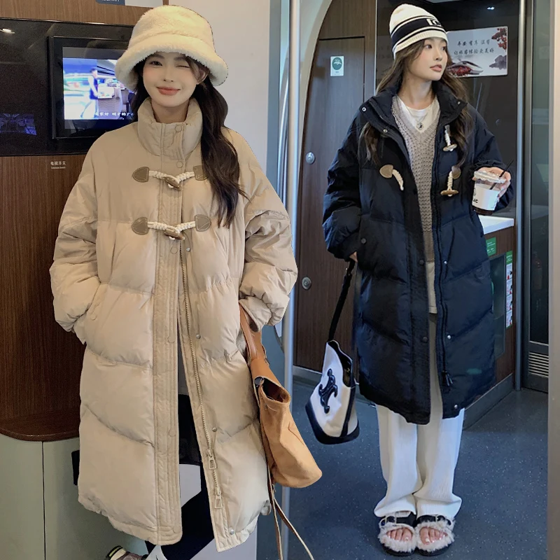 Winter Thick Warm Maternity Coats Long Sleeve Turtleneck Horn Button Fly Pregnant Woman Cotton Outwear Fashion Lady Jackets