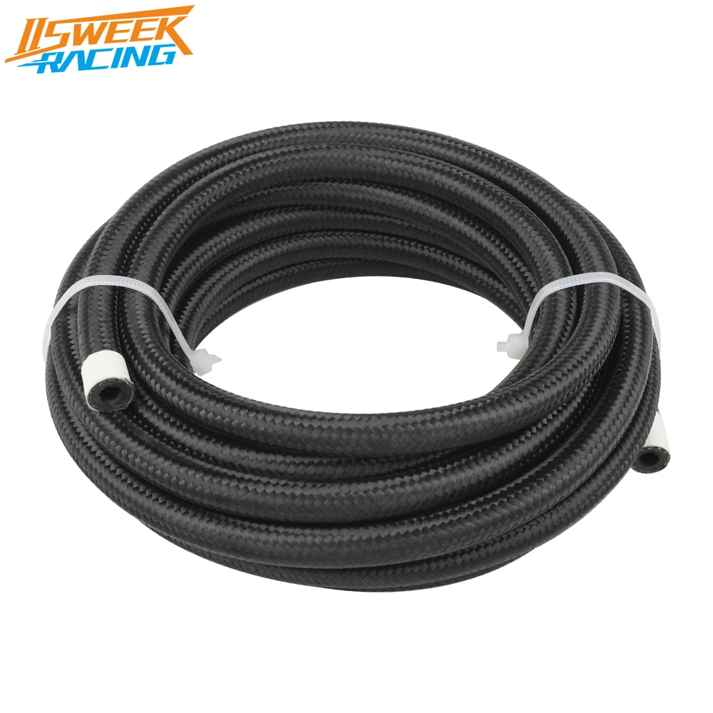 Universal 5m/16ft Stainless Steel and Nylon Braided AN4 CPE Fuel Line Hose for Fuel Return Line