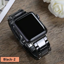 Elegant Ceramic Strap with Butterfly Buckle - 42mm 44mm 45mm 49mm (Black ceramic 2)
