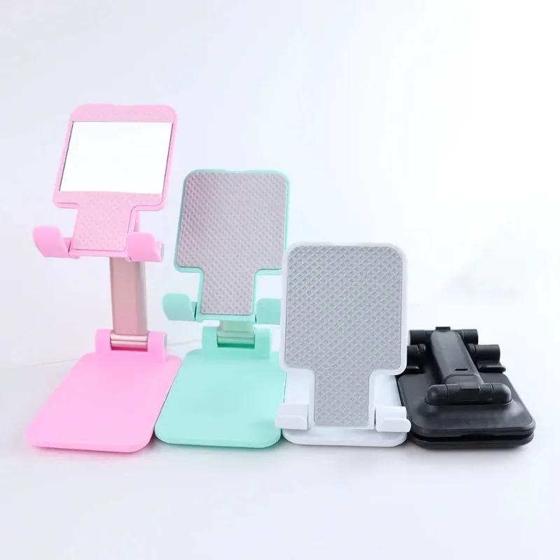 Foldable Desktop Phone Holder with Cosmetic Mirror Mobile Bracket Adjustable Retractable Phone Support Lazy Cellphone Stand 9 Se621690e355a4269b2b4646febebd989Y