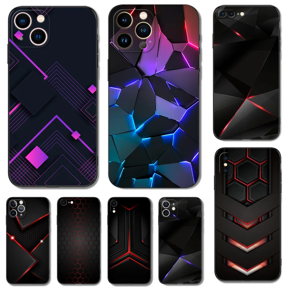 Custodia In Tpu Nero Per Iphone 14 13 12 11 Mini Pro Max 5 5S Se 2020 6 6S 7 8 Plus X 10 Xr Xs Cover Lrregular Black Figures