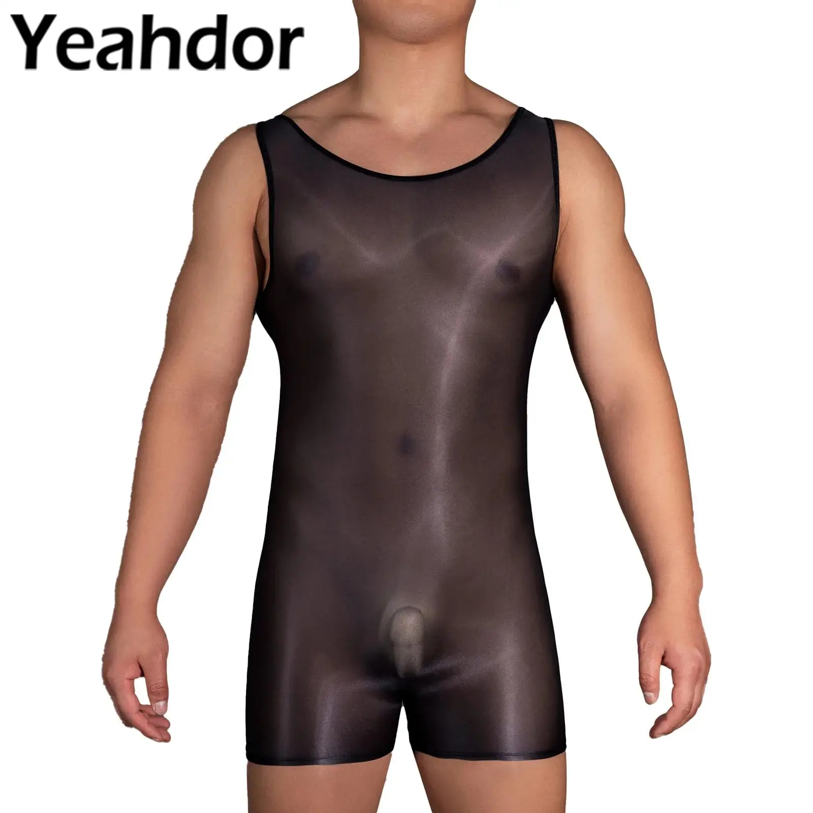 

Men's Jumpsuit Tank Top One Piece Wrestling Singlet Bodysuit Teddies Leotard Boxer Briefs Underwear Sleepwear Sissy Nightwear