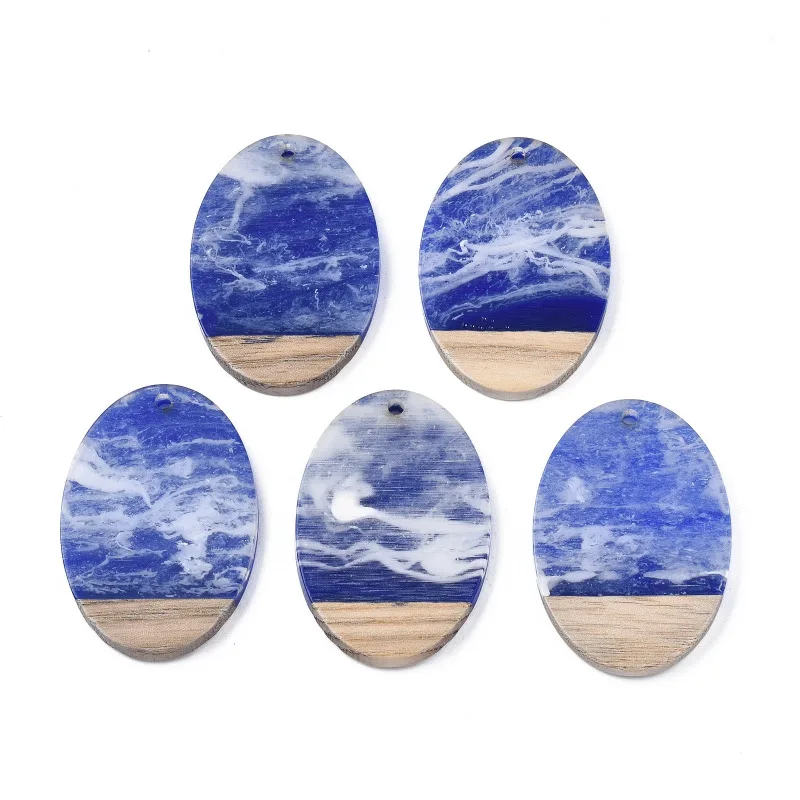 

30pcs Big Resin Wood Pendants Earring Charms Vintage Oval for Jewelry Making DIY Bracelet Necklace Craft Supplies 38x26x3mm