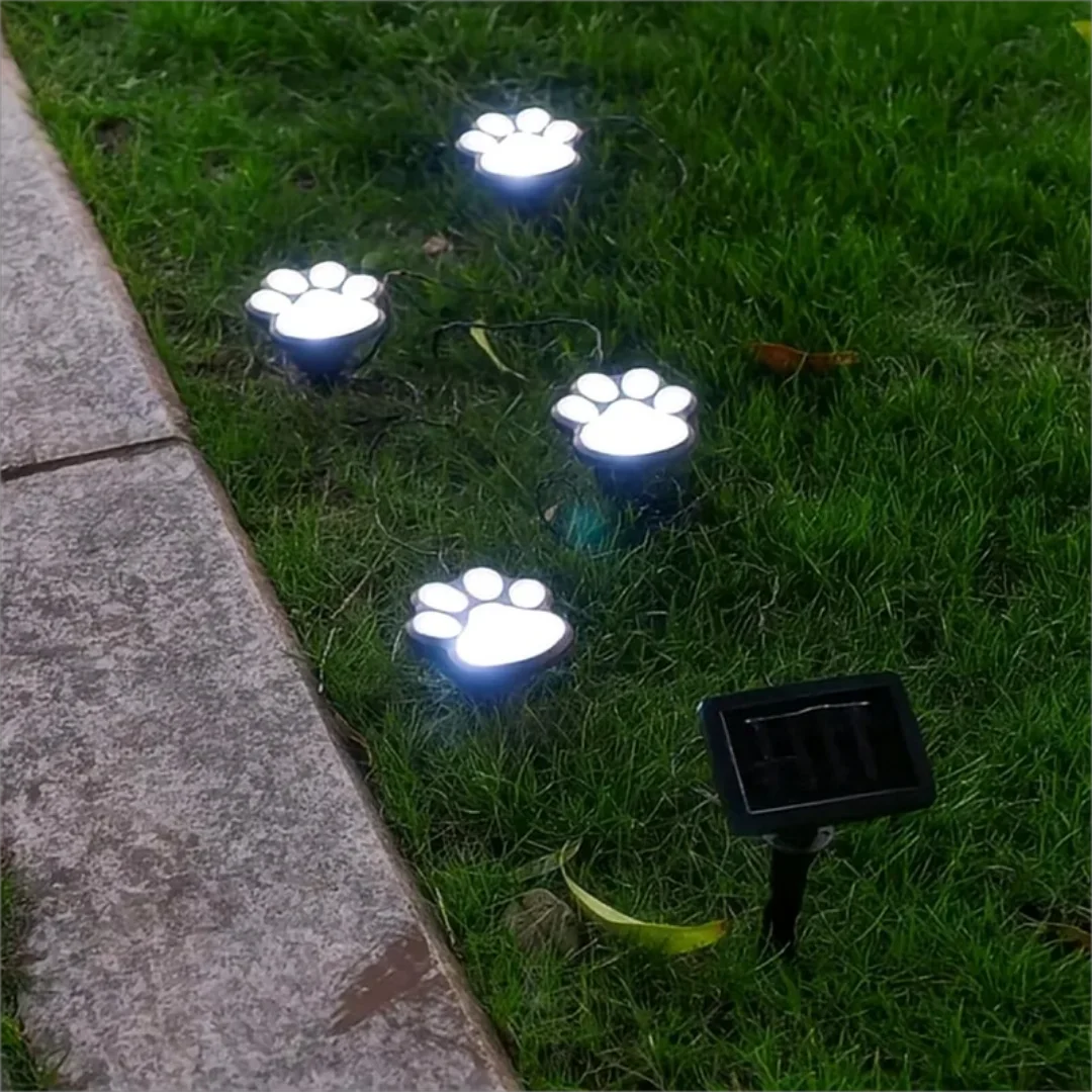 Solar Garden Light 4-in-1 Waterproof Pathway Lawn Lamp Animal Paw Print