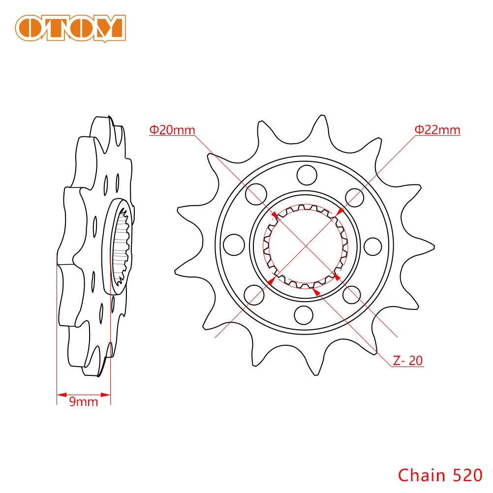 Motorcycle Front Chain Sprocket 520 Chain 13T Forged Lightweight Design KAWASAKI KX250F 2006- KX250X -