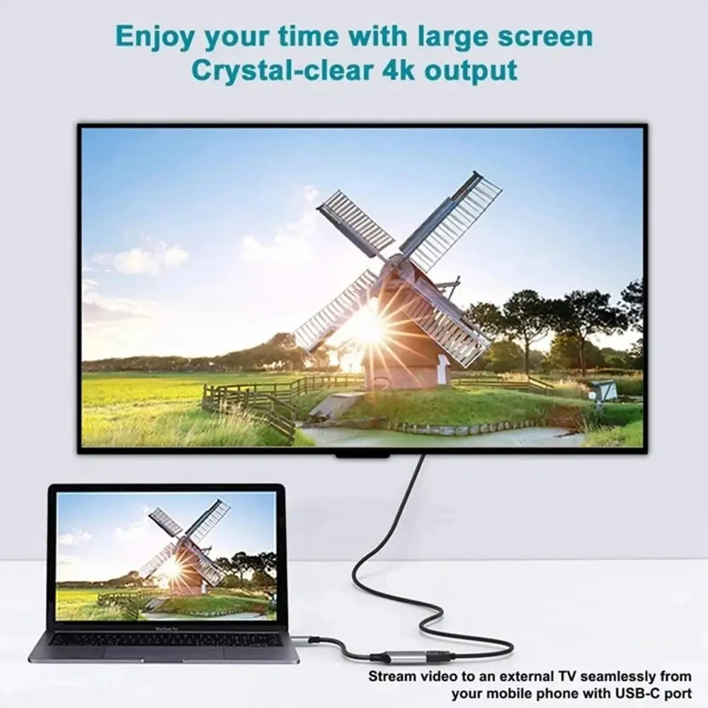 Premium USB-C to HDMI Video Converter Adapter Cable for HDTV and More Devices