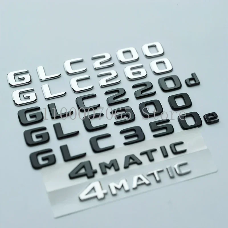 메르세데스 벤츠 자동차 트렁크 로고 스티커, 2017 크롬 블랙 글자, GLC260, GLC300, GLC350, GLC220d, GLC350e, 4 매틱 엠블럼