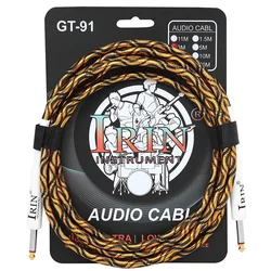 IRIN Braided Noise Reduction Guitar Cable with Double Straight Head Connector (3M gold black)