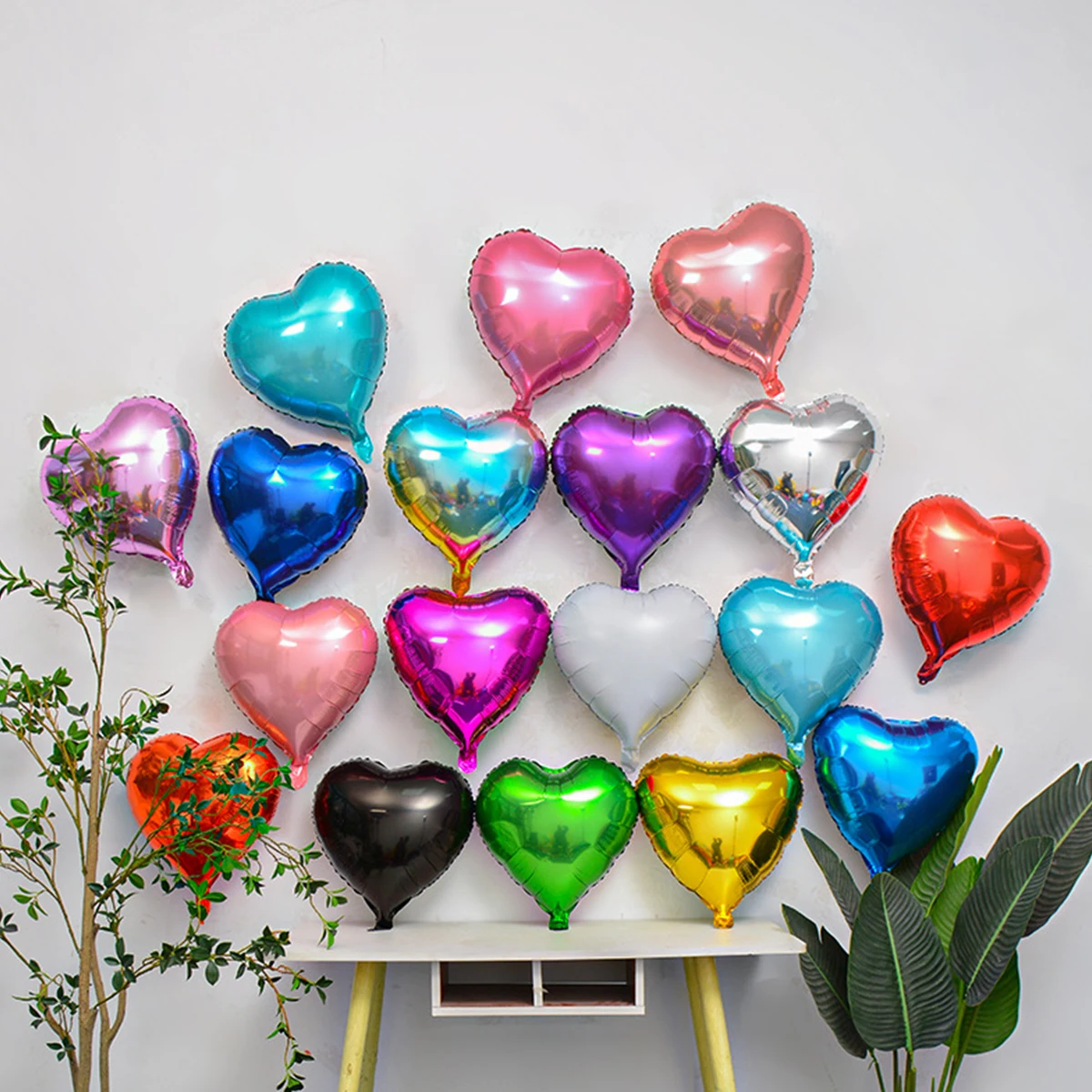 20 Ballons En Aluminium En Forme De Cœur - Déco Bohème Pour Anniversaire, Saint-Valentin, Mariage, Baby Shower - 45 Cm Avec Rubans Inclus