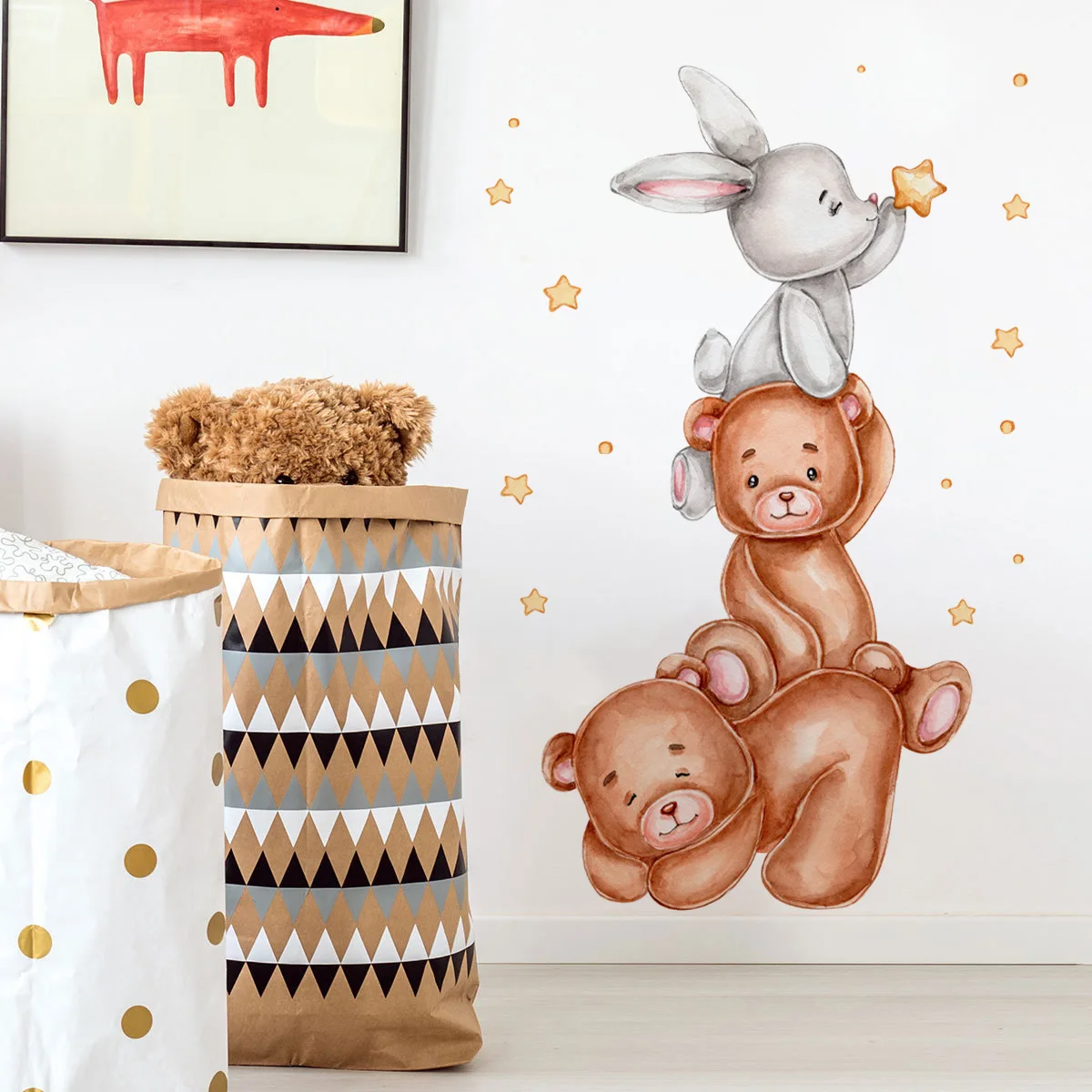 bonito coelho coração adesivos de parede para quartos das crianças crianças meninas decoração do quarto do bebê dos desenhos animados animal papel de parede berçário decoração vinil