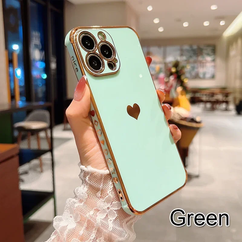 Electroplated Heart Design Shockproof Phone Case