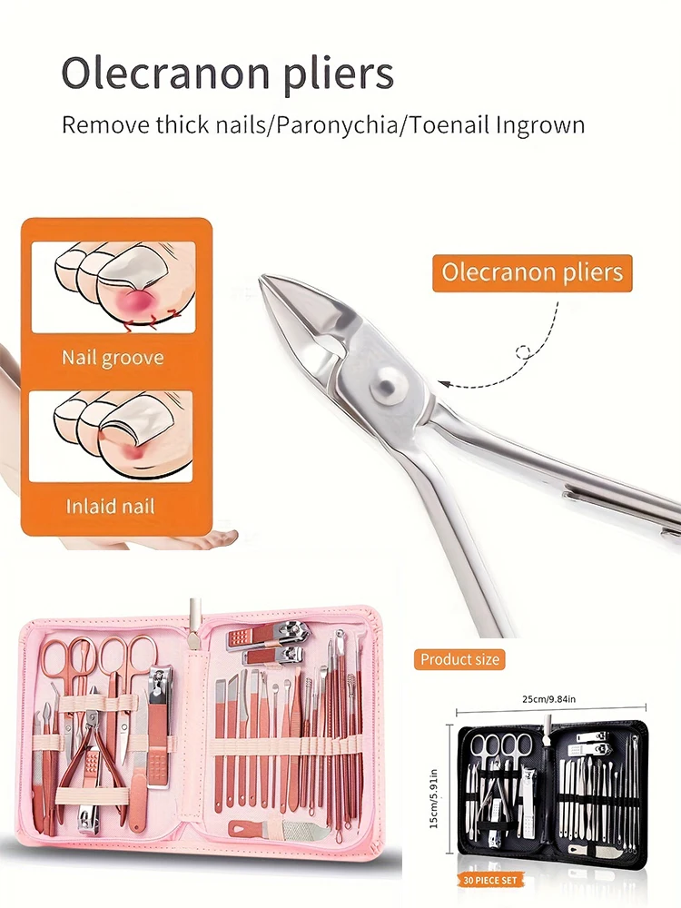 7/30pcs Manicure Set Nail Clipper toenail clippers pedicure tools, Suitable for Travel Manicure Kit Multifunction Nail Tools 3