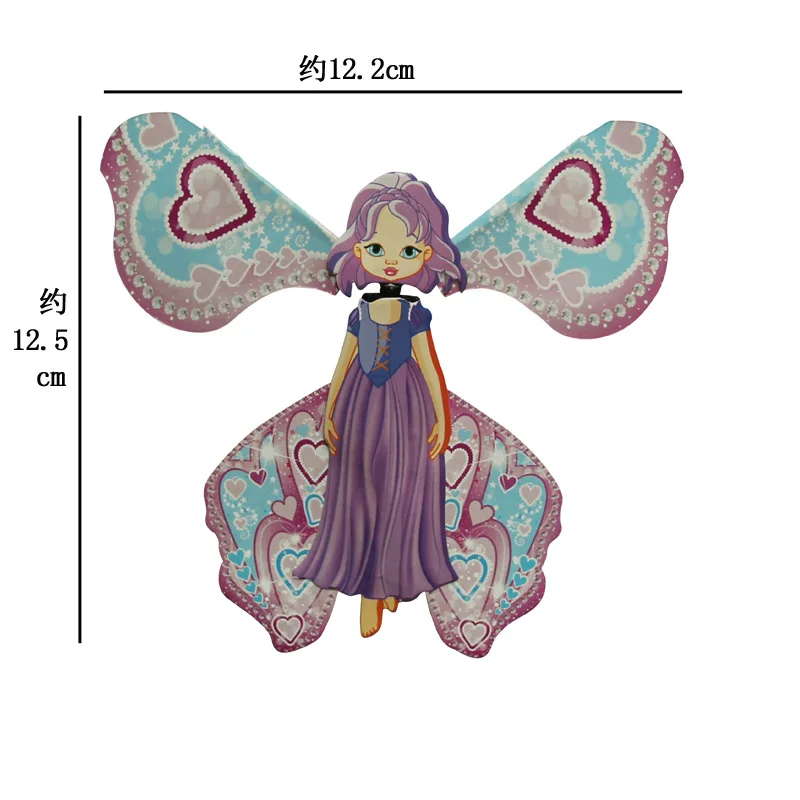 5 Pcs Magic Flying Butterfly Rubber Band Powered Wind Up Toys Fairy Princess with Wings Magic Forest Thumbelina Toy for Girls