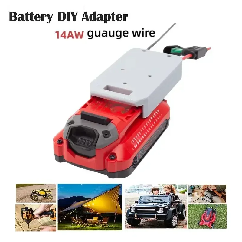 Stanley fatmax V20 배터리 전원 휠 어댑터 (퓨즈 포함) DIY 원격 제어 자동차 장난감 로봇 전원 커넥터 용 14AWG 터미널