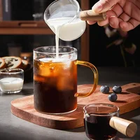 100ml Coffee Cup with Graduated Glass Dosing Mup Resistant Tropical Wooden Handle Espresso Cups for Barista Milk Coffeeware 5