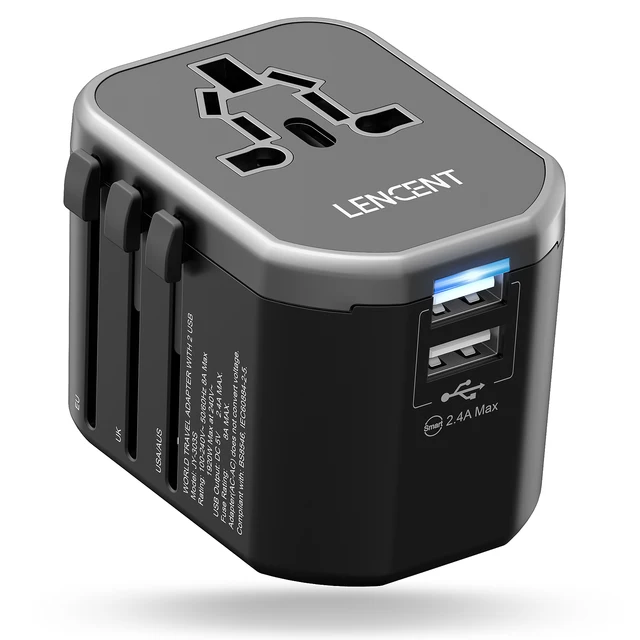 TESSAN Adaptateur de Voyage Universel,avec 3 USB et 1 Type C,France