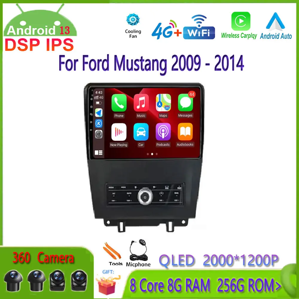 

10,1 дюймовый Android 13 для Ford Mustang 2009 - 2014 QLED IPS HD экран BT DSP автомобильный видеоплеер Мультимедиа GPS навигация радио 4G + Wifi