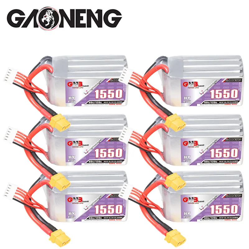 

GNB HV 4s 15.2v 1550mAh Lipo Battery For RC Helicopter Quadcopter FPV Racing Drone Spare Parts 4s 60c/120c Rechargeable Battery
