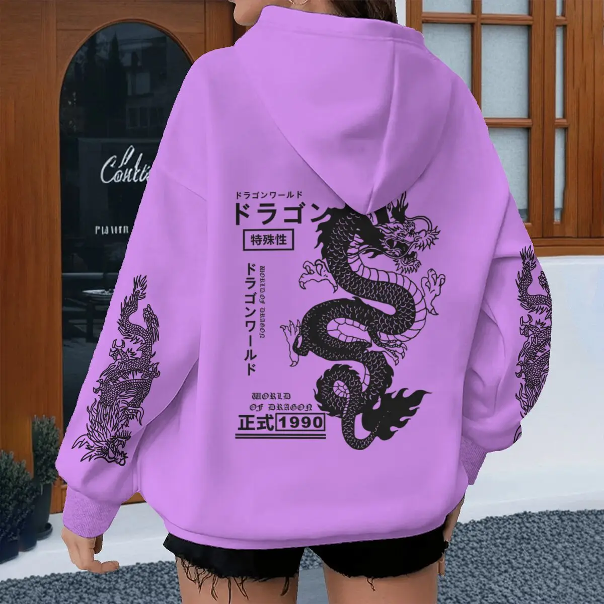 Harajuku Dragon Printed Hoodies for Men Women, Casual Japanese-style Sporty Spring Autumn Hoody, Vintage Unisex Hooded