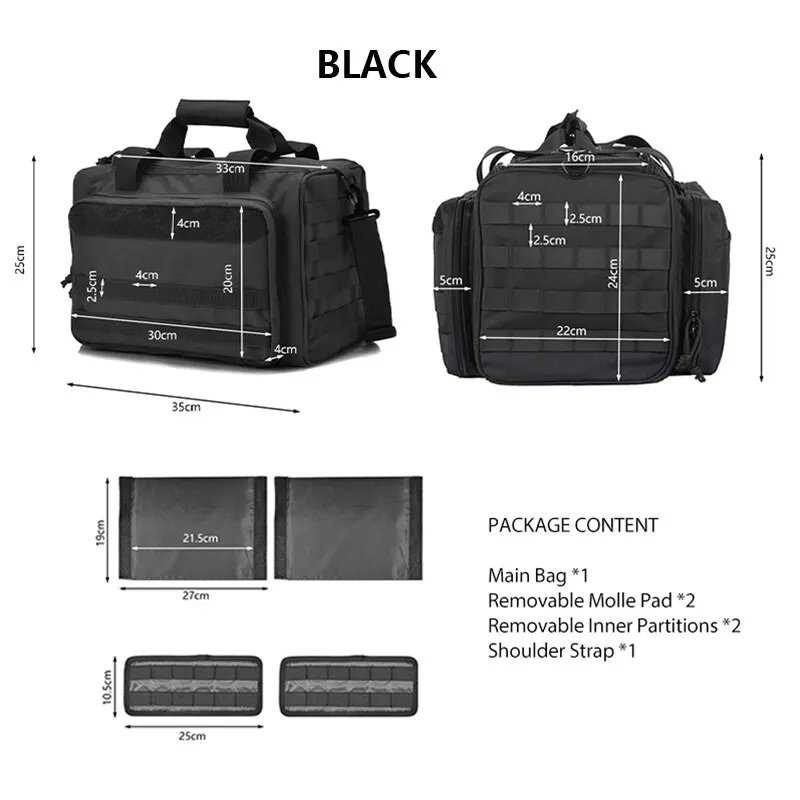 Gun Range Storage Bag Molle System Outdoor Hunting Accessory Nylon Gun Tactical Case Bags Pistol Tool Shoulder Pack Sniper Black 3