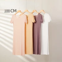 Robe longue à manches courtes pour femme, jupon sexy, chemise de nuit, sous-jupe, pilote soyeux, ultra-mince, sensation de cool, base complète, été 2