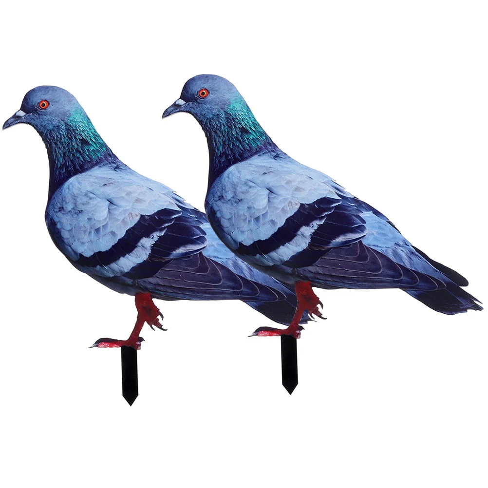 

2 Pcs Simulated Pigeon Ground Plug Household Decor Garden Statue Lawn Backyard Yards Stake Acrylic Decorations