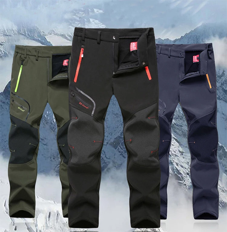 

2021 Men Oversized Plus size Winter Softshell Fleece Outdoor Pants Trekking Fish Camp Climb Hiking Ski Warm Travel Trousers