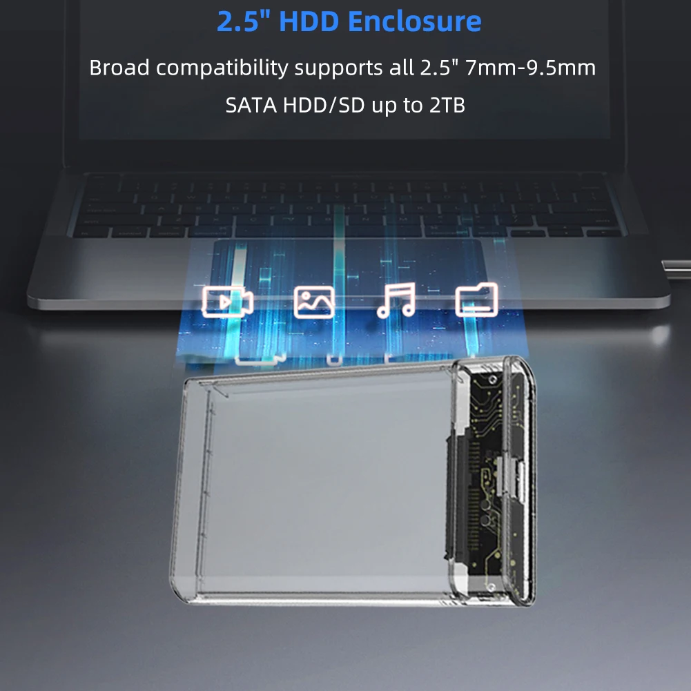 2.5inch External Hard Drive Enclosure SATA Serial Port Hard Disk Box USB 3.0 Transparent Plug and Play Computer Accessories