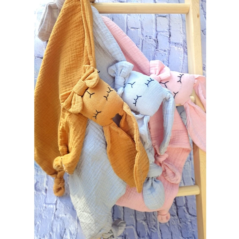 

Baby Towel Bunny Soothe Appease Towel Wood Teether Ring Newborn