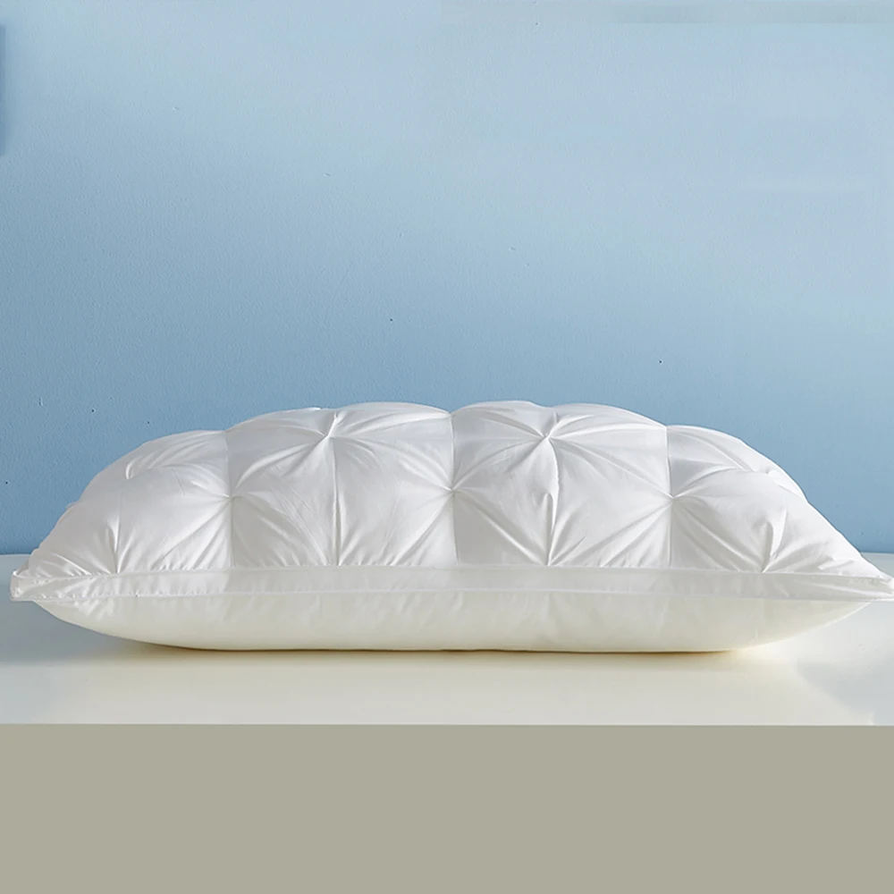 Liv-Esthete Noble White 100% Goose Down Pillow Sleep Gift Down-proof Queen King 100% Cotton White Neck Protection Bed Pillows 6