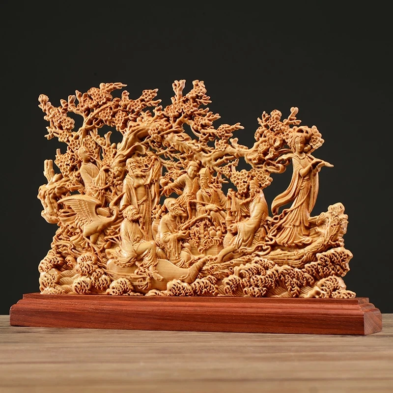 

Деревянная скульптура Thuja, 33 см, Восемь Бессмертных, декоративное блюдо, резьба по дереву, счастливый подарок, коллекция богатства, домашний декор