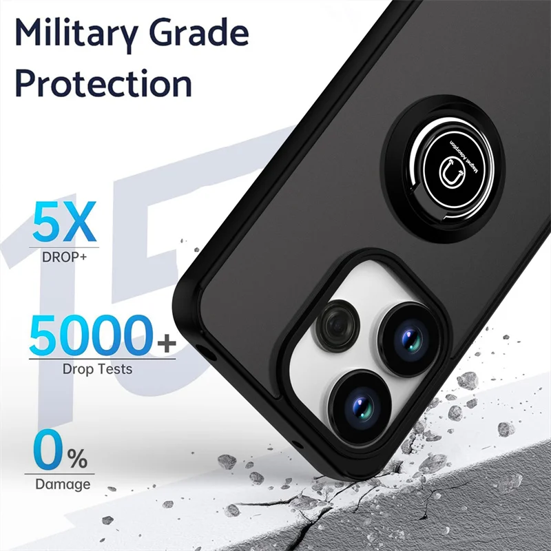 Armor Matte Shockproof Case with Magnetic Ring Holder & Stand Feature