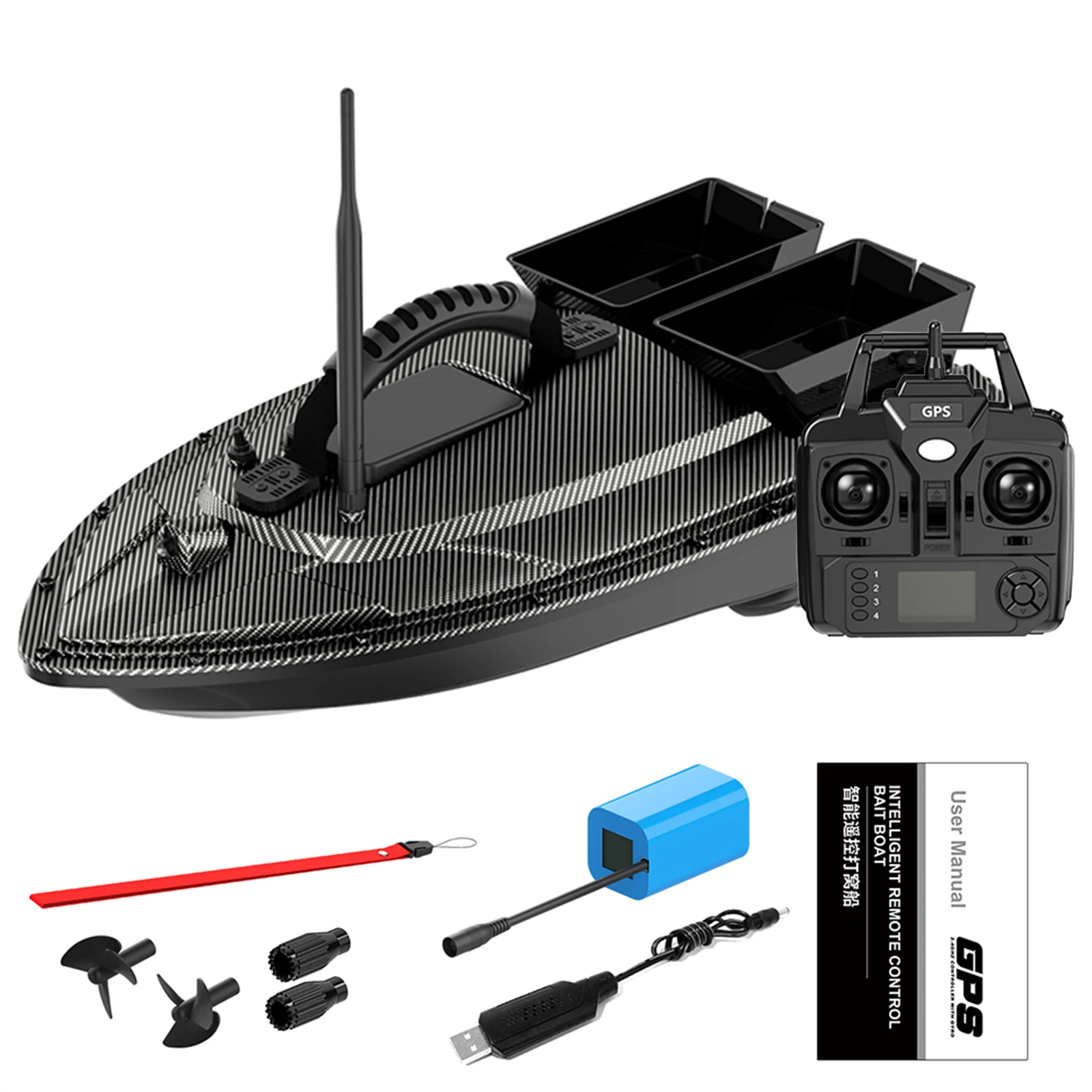 12000 mah D20 GPS RC appât bateau 500 M télécommande
