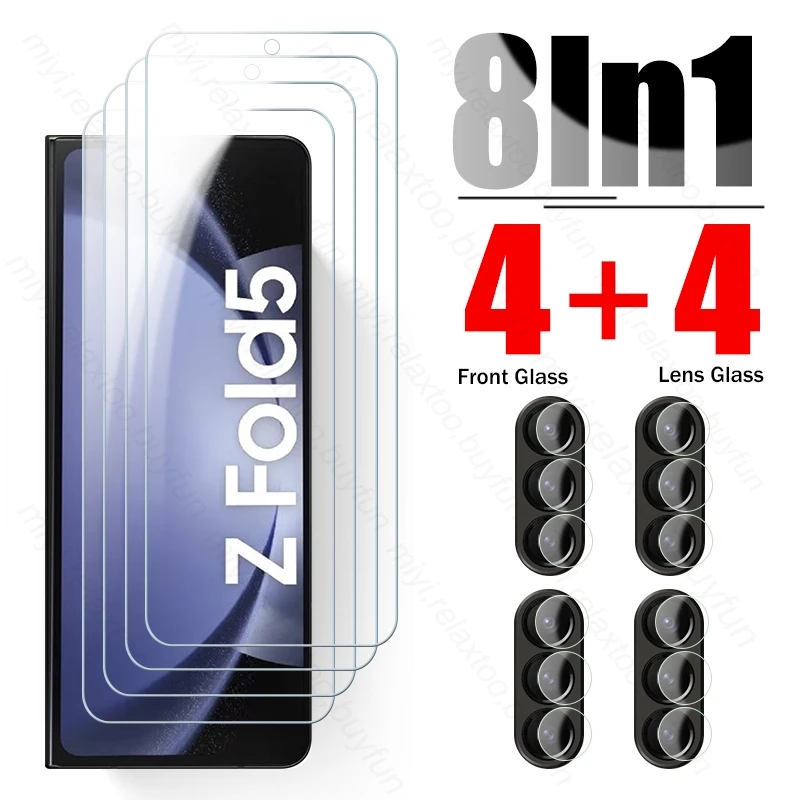 

Чехол 8 в 1 из закаленного стекла для Samsung Galaxy Z Fold5 5G, Защитное стекло для камеры Sumsung Fold 5 ZFold5 5G, защитный чехол для экрана