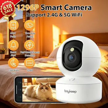 BoyKeep Smart Camera 2K Security Protection Wifi Surveillance 5G/2.4GHz Indoor Baby Night Vision 360° Pan & Tilt 2-Way Audio K30