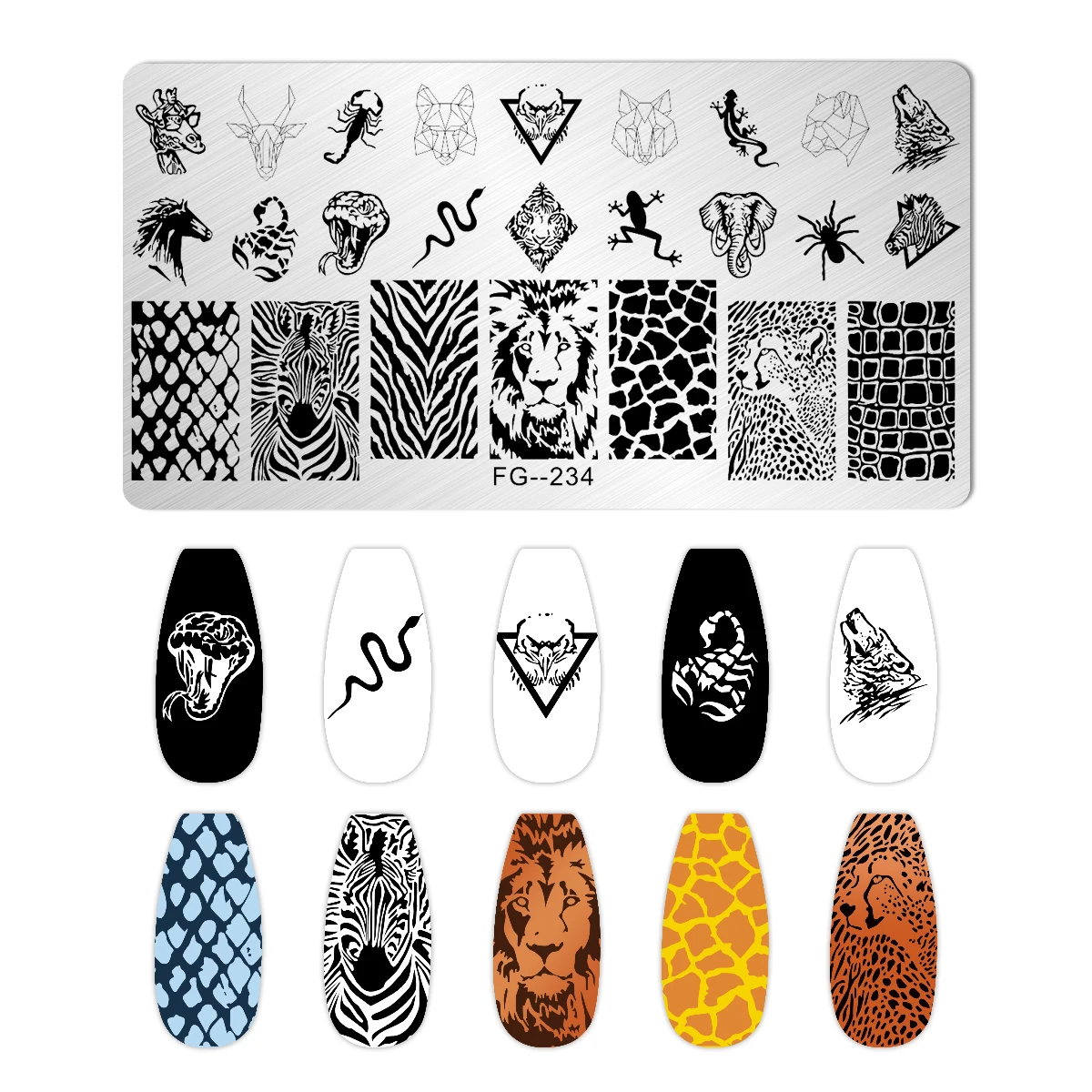 Leaf Snake Design Nail Art Stamping Plates Accessories Stamp Templates Tools Flower Leopard Manicure Nail Gel Polish Stencils 6